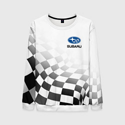 Свитшот мужской Subaru, Субару Спорт, Финишный флаг, цвет: 3D-белый