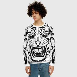 Свитшот мужской БЕЛЫЙ ТИГР СИЛУЭТ, СИМВОЛ 2022 ГОДА, цвет: 3D-белый — фото 2