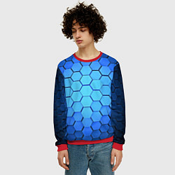 Свитшот мужской Неоновые 3D ПЛИТЫ, цвет: 3D-красный — фото 2