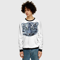 Свитшот мужской Взгляд белого тигра, цвет: 3D-черный — фото 2