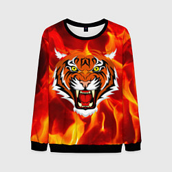 Свитшот мужской Fire Tiger Face 2022, цвет: 3D-черный