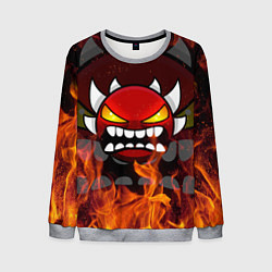Свитшот мужской GEOMETRY DASH DEMON FIRE SMILE, цвет: 3D-меланж