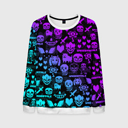 Свитшот мужской UNDERTALE NEON PATTERN УЗОР, цвет: 3D-белый