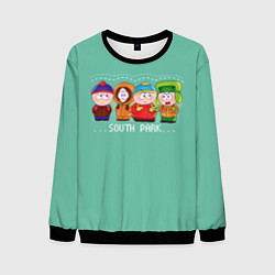 Свитшот мужской South Park - Южный парк Кенни, Кайл, Эрик и Стэн, цвет: 3D-черный