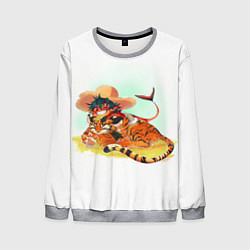 Свитшот мужской Тигр и Акула, цвет: 3D-меланж