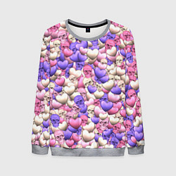 Свитшот мужской Сердечки-черепушки, цвет: 3D-меланж