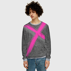 Свитшот мужской Коллекция Get inspired! Pink cross Абстракция Fl-4, цвет: 3D-меланж — фото 2