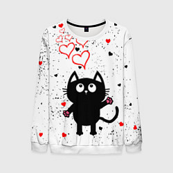Свитшот мужской Влюблённый котик Cat Love, цвет: 3D-белый