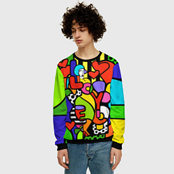 Свитшот мужской Romero Britto - love you, цвет: 3D-черный — фото 2