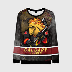 Свитшот мужской Калгари Флэймз, Calgary Flames Маскот, цвет: 3D-черный