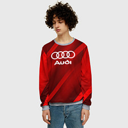 Свитшот мужской Audi red полосы, цвет: 3D-меланж — фото 2