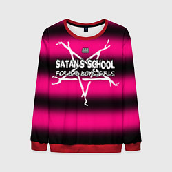 Свитшот мужской Satan school for bad boys and girls pink, цвет: 3D-красный