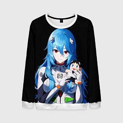 Свитшот мужской Рей Аянами с игрушкой Синдзи Евангелион, цвет: 3D-белый