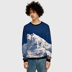 Свитшот мужской Снежные горы, синие небо, цвет: 3D-черный — фото 2