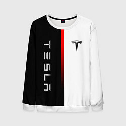 Свитшот мужской ТЕСЛА -TESLA КРАСНАЯ ЛИНИЯ МИНИМАЛИЗМ, цвет: 3D-белый