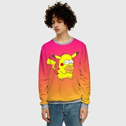 Свитшот мужской Гомер Симпсон Пикачу, цвет: 3D-меланж — фото 2