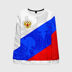 Свитшот мужской Российский герб: триколор, цвет: 3D-белый