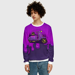 Свитшот мужской Фиолетовый мопед, цвет: 3D-белый — фото 2