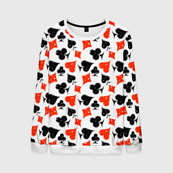 Свитшот мужской Пика, Черва, Крестя, Бубна, цвет: 3D-белый