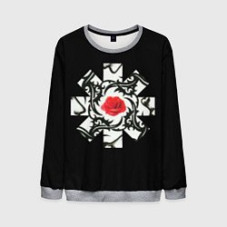 Свитшот мужской RHCP Logo Red Rose, цвет: 3D-меланж