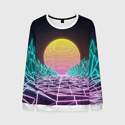 Мужской свитшот Vaporwave Закат солнца в горах Neon