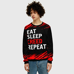 Свитшот мужской Eat Sleep Creed Repeat - Краски, цвет: 3D-черный — фото 2
