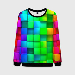 Свитшот мужской РАЗНОЦВЕТНЫЕ КУБИКИ MULTICOLORED CUBES, цвет: 3D-черный