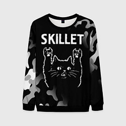 Свитшот мужской Группа Skillet и Рок Кот, цвет: 3D-черный
