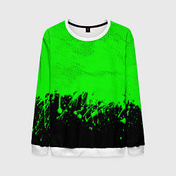 Свитшот мужской САЛАТОВЫЕ НЕОНОВЫЕ БРЫЗГИ КРАСКИ, цвет: 3D-белый