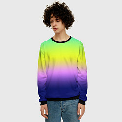 Свитшот мужской Разноцветный размытый фон градиент, цвет: 3D-черный — фото 2