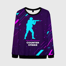Мужской свитшот Символ Counter Strike в неоновых цветах на темном