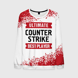 Свитшот мужской Counter Strike: красные таблички Best Player и Ult, цвет: 3D-белый