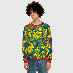 Свитшот мужской Хохломская Роспись Две Птицы, цвет: 3D-красный — фото 2