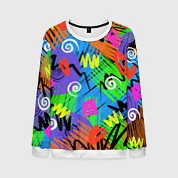 Свитшот мужской Яркий геометрический принт, цвет: 3D-белый