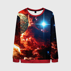 Свитшот мужской Яркая звезда в космическом пространстве, цвет: 3D-красный