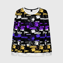 Свитшот мужской Американский футбол паттерн, цвет: 3D-белый