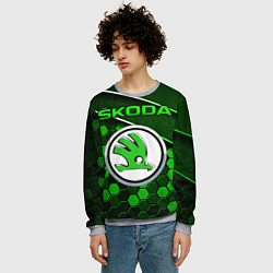 Свитшот мужской ШКОДА - Зеленая техно броня, цвет: 3D-меланж — фото 2