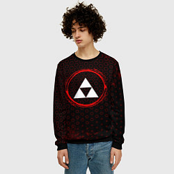 Свитшот мужской Символ Zelda и краска вокруг на темном фоне, цвет: 3D-черный — фото 2