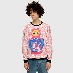 Свитшот мужской Матрешка в узорах, цвет: 3D-черный — фото 2