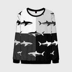 Свитшот мужской Стая акул - pattern, цвет: 3D-черный