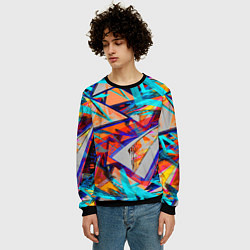 Свитшот мужской Яркий неоновый абстрактный узор, цвет: 3D-черный — фото 2