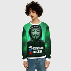 Свитшот мужской Russian hacker green, цвет: 3D-белый — фото 2