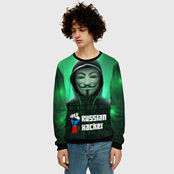 Свитшот мужской Russian hacker green, цвет: 3D-черный — фото 2