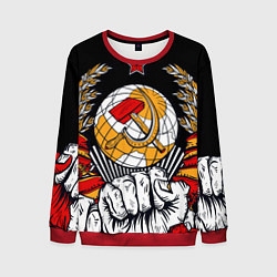 Свитшот мужской Герб СССР на черном фоне, цвет: 3D-красный