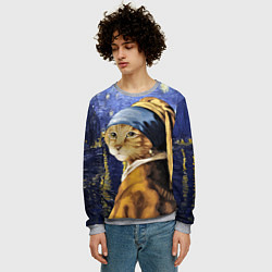 Свитшот мужской Прикол с котом: пародия картина, цвет: 3D-меланж — фото 2