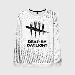 Свитшот мужской Dead by Daylight с потертостями на светлом фоне, цвет: 3D-белый