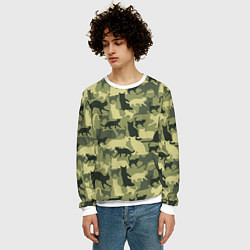 Свитшот мужской Кошачий камуфляж в зеленой гамме, цвет: 3D-белый — фото 2