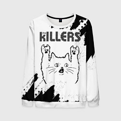Мужской свитшот The Killers рок кот на светлом фоне