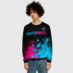 Свитшот мужской Disturbed - neon gradient: символ сверху, цвет: 3D-черный — фото 2