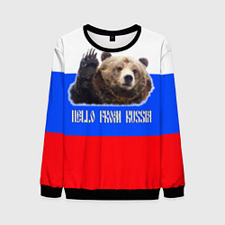 Свитшот мужской Привет из России - медведь и триколор, цвет: 3D-черный